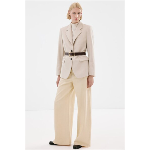 Mango Yellow Wide Leg Mid-Rise Jeans