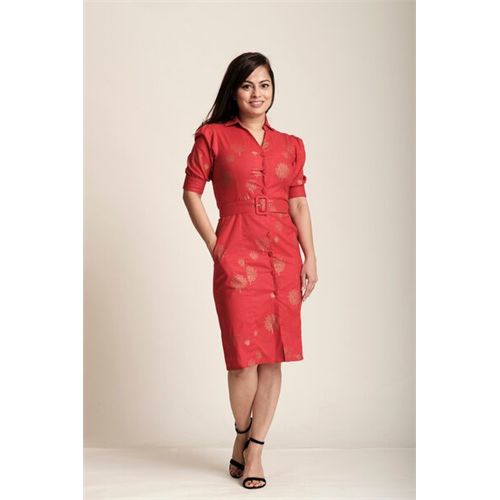 Odel Puff Sleeve Belted Dress