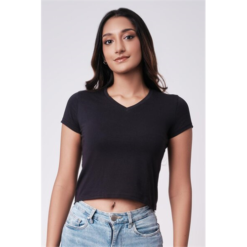Odel Basics Black Short Sleeve Crew Neck Crop Tshirt
