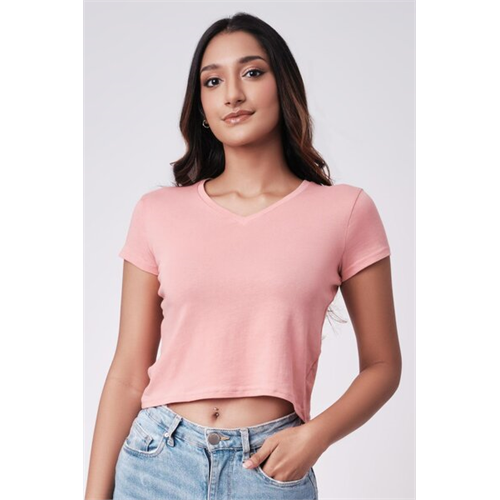 Odel Basics Light Pink Short Sleeve Crew Neck Crop Tshirt