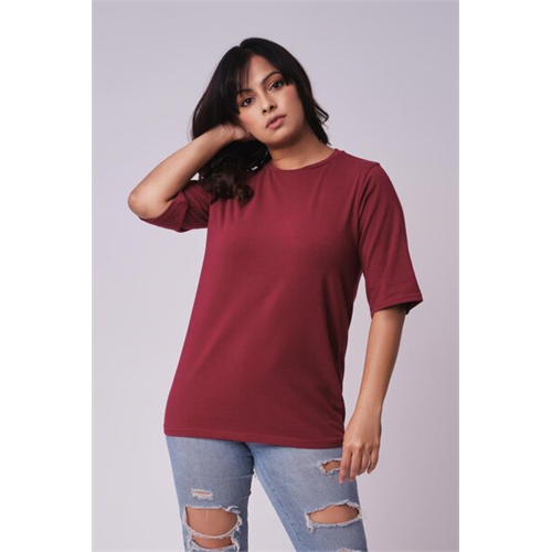 Odel Basics Maroon Drop Shoulder Oversized Tshirt