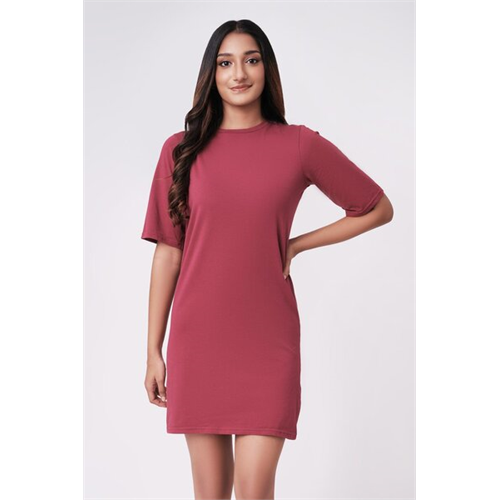 Odel Basics Maroon Short Sleeve Tshirt Dress