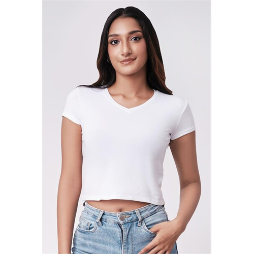 Odel Basics White Short Sleeve Crew Neck Crop Tshirt