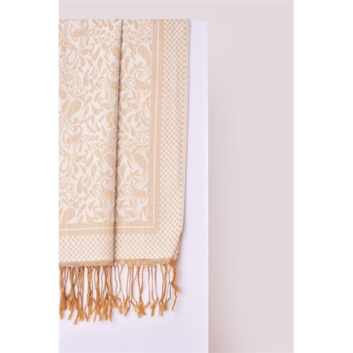 Odel Beige & Brown Leafy Print Shawl