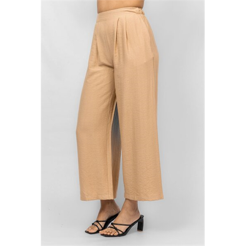 Odel Beige Elasticated Pleated Wide Leg Loose Fitted Pant