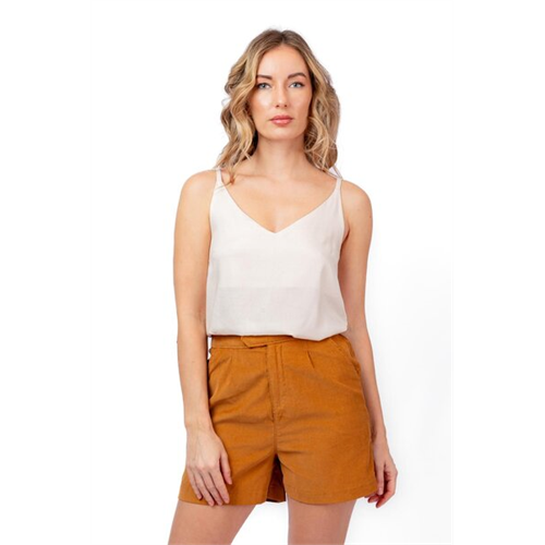 Odel Beige Strapy V Neck Cami Top