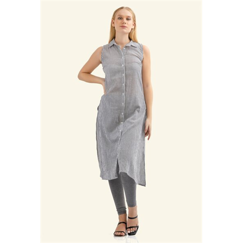 Odel Black And White Striped Sleeveless Tunic