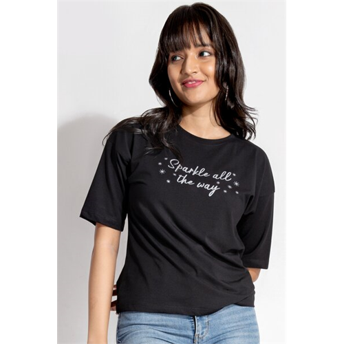 Odel Black Christmas Slogan Printed Tshirt