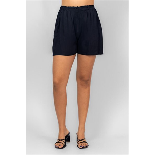 Odel Black Elasticated Waist Flared Leg Short