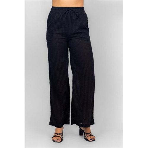 Odel Black Elasticated Wide Leg Light Weight Pant