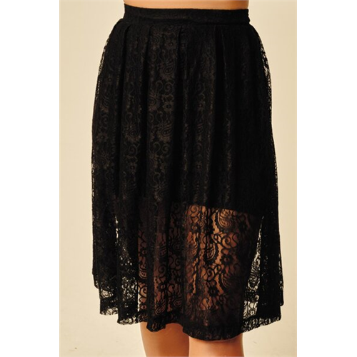 Odel Black Floral Mesh Pleated Skirt