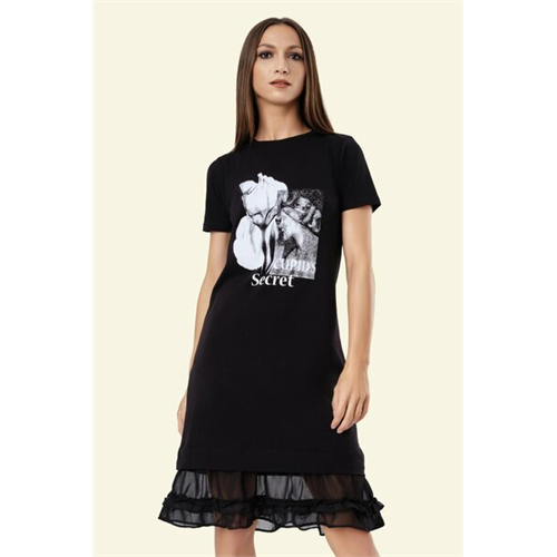 Odel Black Graphic Printed Tshirt Dress