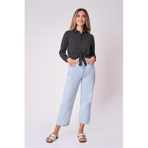 Odel Black Long Sleeve Tie Up Shirt