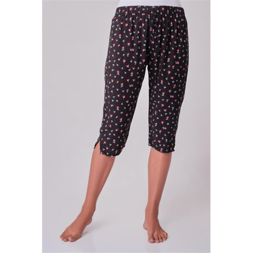 Odel Black Printed Viscose Pj Three Quarter Pant