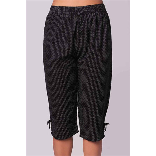 Odel Black Printed Viscose Pyjama Three Quarter Bottom