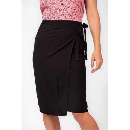 Odel Black Tie Up Knee Length Wrap Skirt