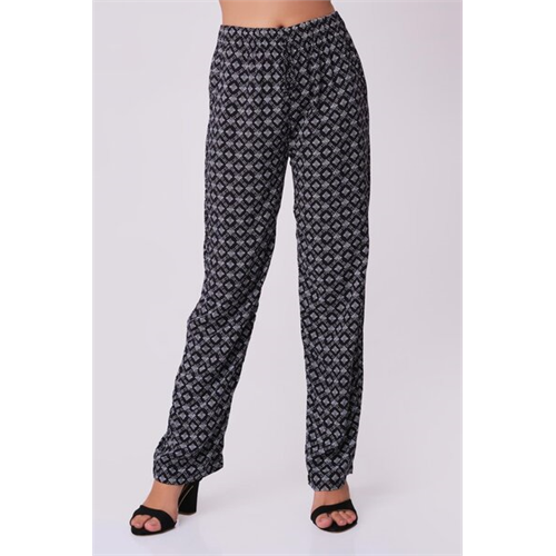 Odel Black & White Printed Viscose Pyjama Long Pants