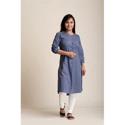 Odel Blue 3/4 Sleeve Button Down Tunic
