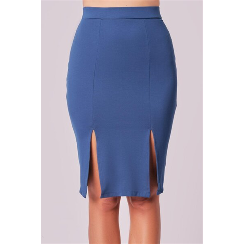 Odel Blue Double Side Slit Pencil Skirt