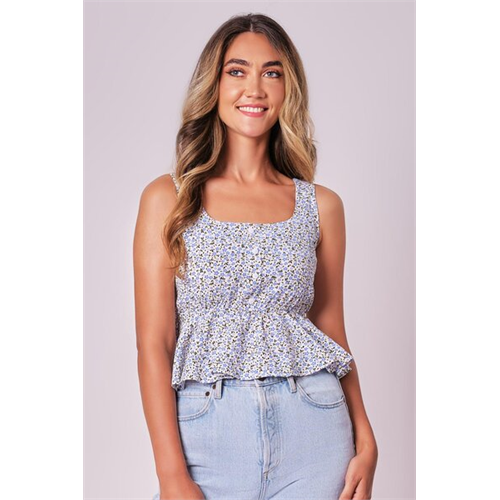 Odel Blue Printed Peplum Top