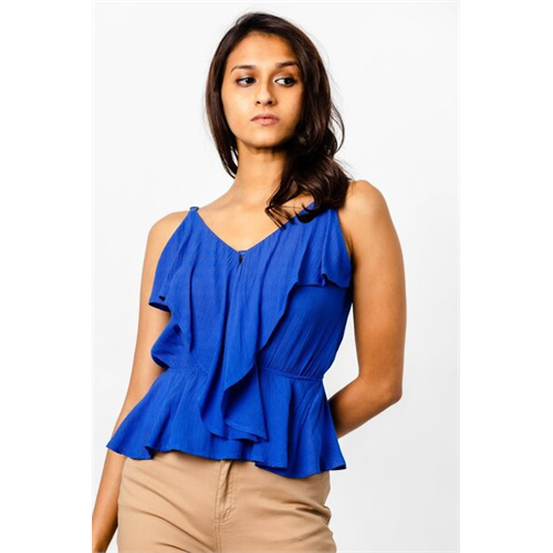 Odel Blue Ruffle Top