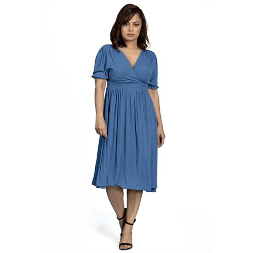 Odel Blue Smocked Waist Midi Dress