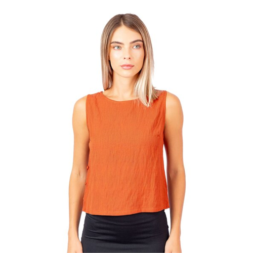 Odel Brick Red Side Button Detailed Sleeveless Top