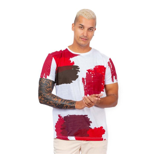Odel Brush Stroke Printed White T Shirt