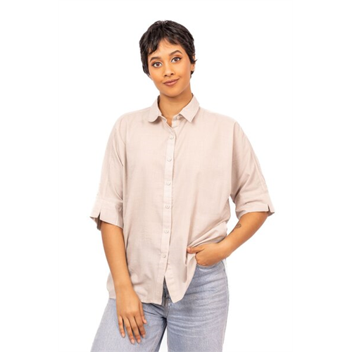 Odel Cream Kimono Sleeve Drop Back Hem Oversized Shirt