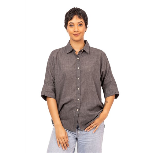 Odel Dark Grey Kimono Sleeve Drop Back Hem Oversized Shirt