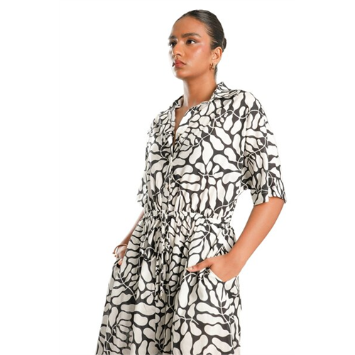 Odel Elasticated Waist Extended Sleeve Midi Dress