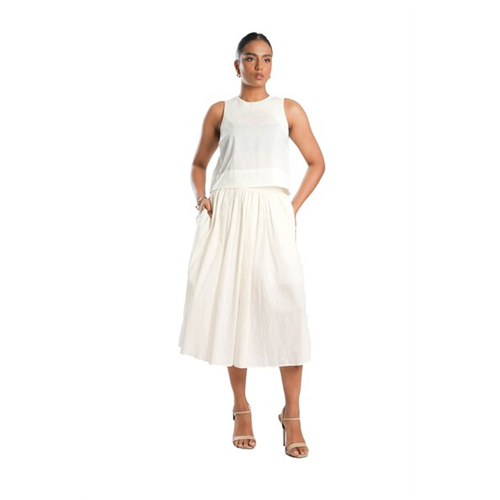 Odel Elasticated Waist Side Slit Midi A Line Skirt