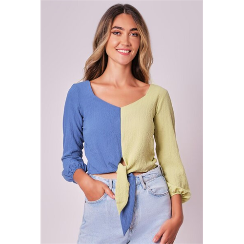 Odel Green And Blue Tie Up Top