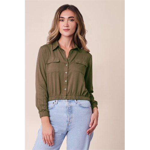 Odel Green Elasticated Button Down Shacket