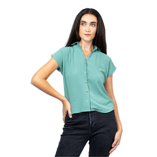 Odel Green Oversized Cap Sleeve Top