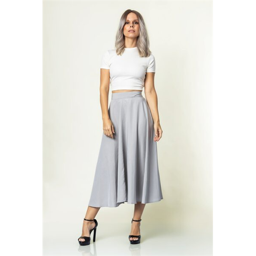 Odel Grey Flared Midi Skirt