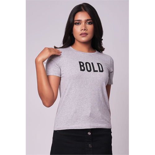 Odel Grey Marl Slogan Printed Basic Tshirt