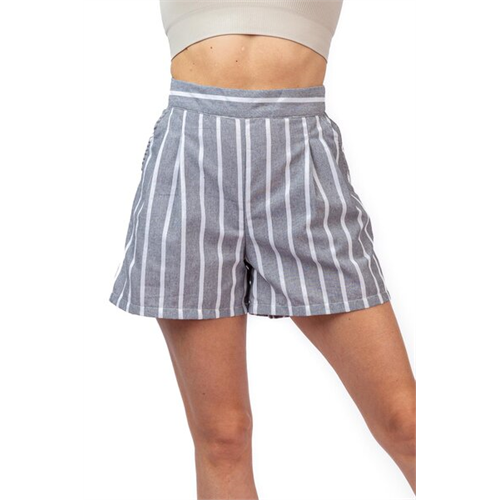 Odel Grey Stripe Pleat Detailed Mini Short