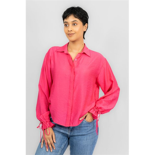 Odel Hot Pink Bishop Long Sleeve Loose Fitted Shirt