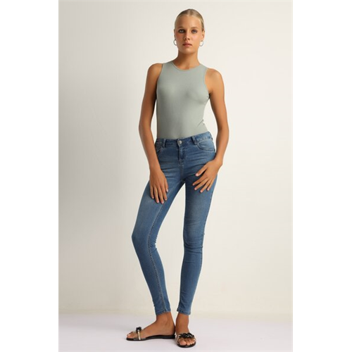 Odel Light Olive Crew Neck Sleeveless Bodysuit