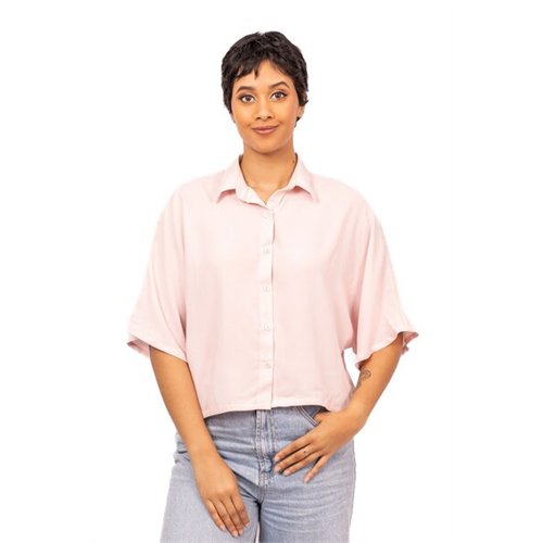 Odel Light Pink Kimono Short Sleeve Slightly Cropped Shirt