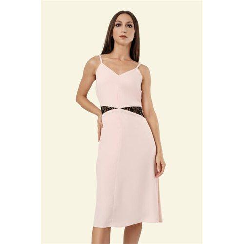 Odel Light Pink Strappy Lace Panelled Dress