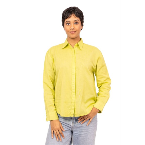 Odel Lime Green Long Sleeve Hidden Placket Loose Fit Shirt
