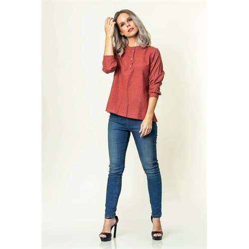 Odel Mandarin Collar Tunic Top