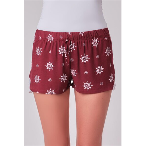 Odel Maroon Floral Viscose Pyjama Shorts