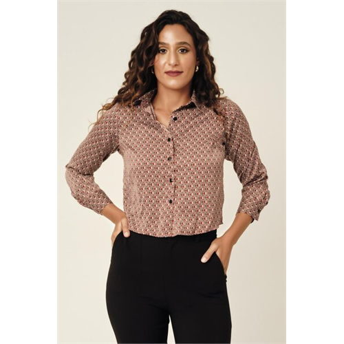 Odel Maroon Printed Long Sleeve Shirt