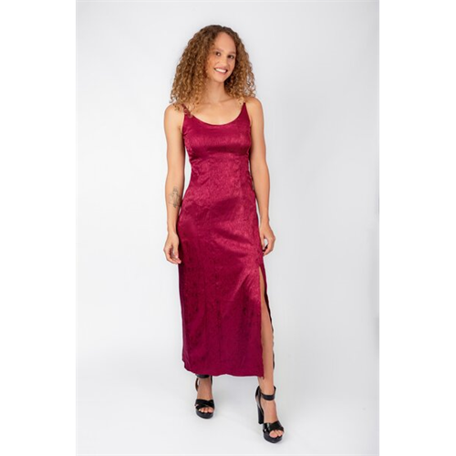 Odel Maroon Strappy Side Slit Maxi Dress