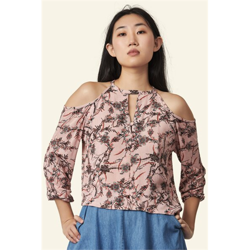 Odel Multicolour Printed Cold Shoulder Top