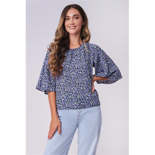 Odel Multi Floral Printed Flutter Sleeve Top