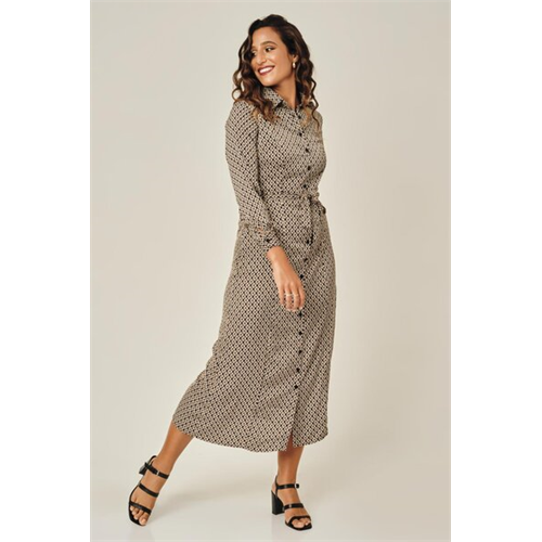 Odel Multi Printed Long Sleeve Maxi Shirt Dress